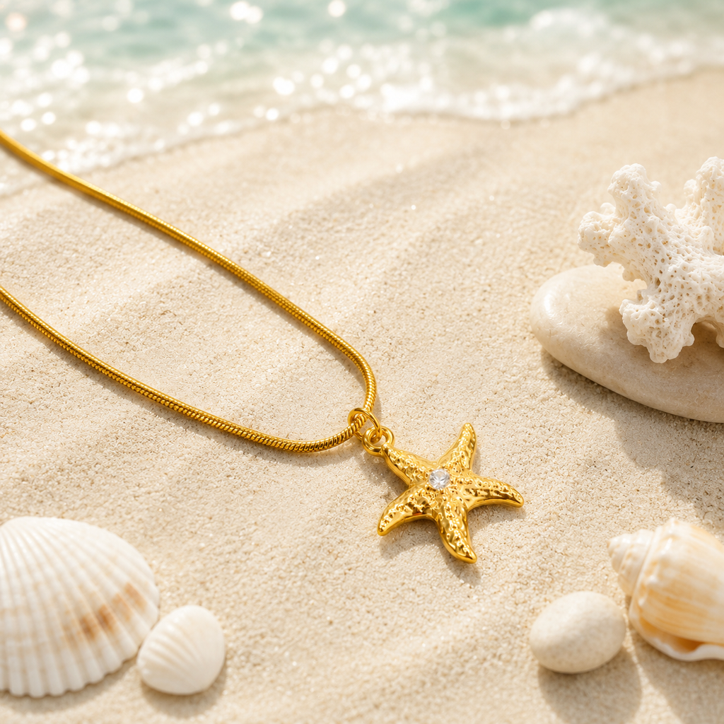 Golden Starfish Pendant Necklace