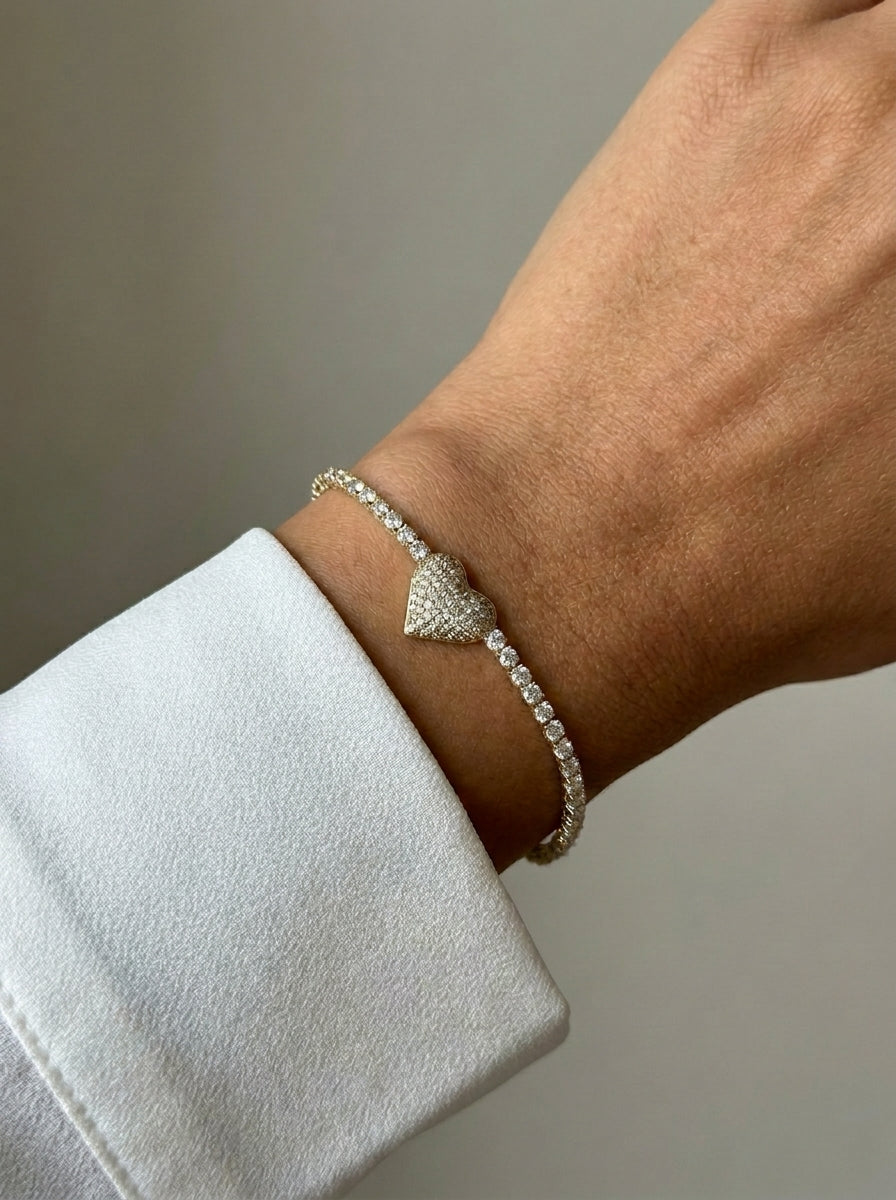 Pavé Heart Tennis Bracelet