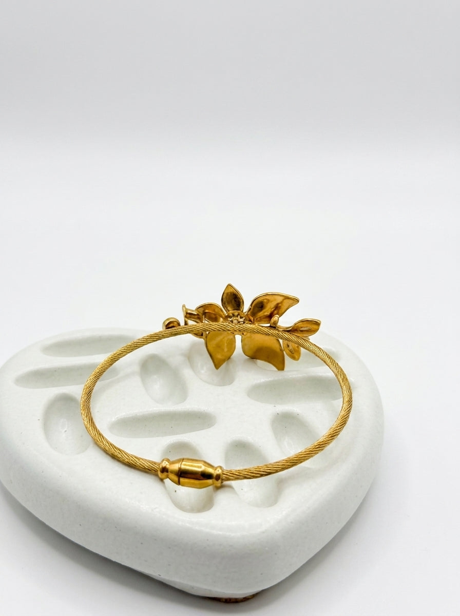 24K Gold Plated Floral Cuff Bracelet