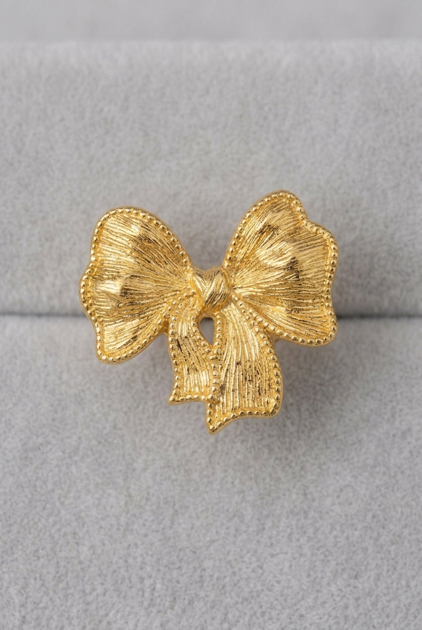 Textured Bow Knot Ring – Gold-Plated Stainless Steel