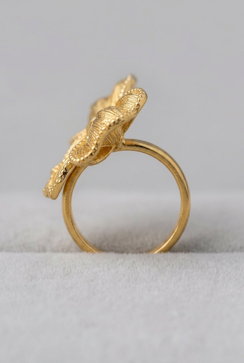 Textured Bow Knot Ring – Gold-Plated Stainless Steel