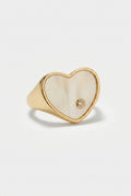 Mother-of-Pearl Heart Signet Ring