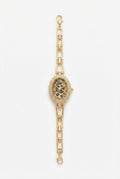 Crystal Bezel Oval Link Chain Watch – Stainless Steel