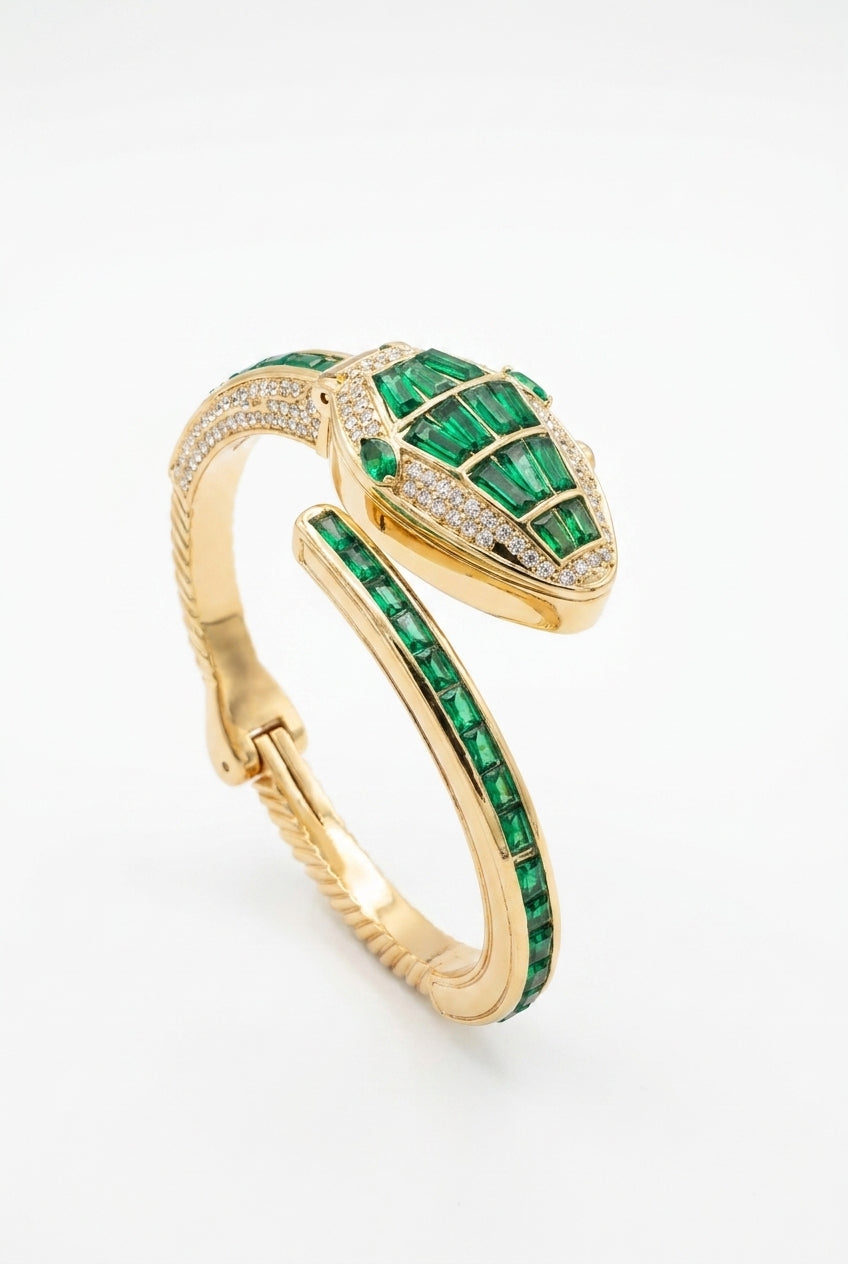 Serpente Emerald Green Crystal Secret Bangle Watch – Stainless Steel