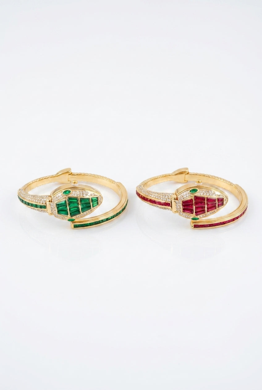 Serpente Emerald Green Crystal Secret Bangle Watch – Stainless Steel