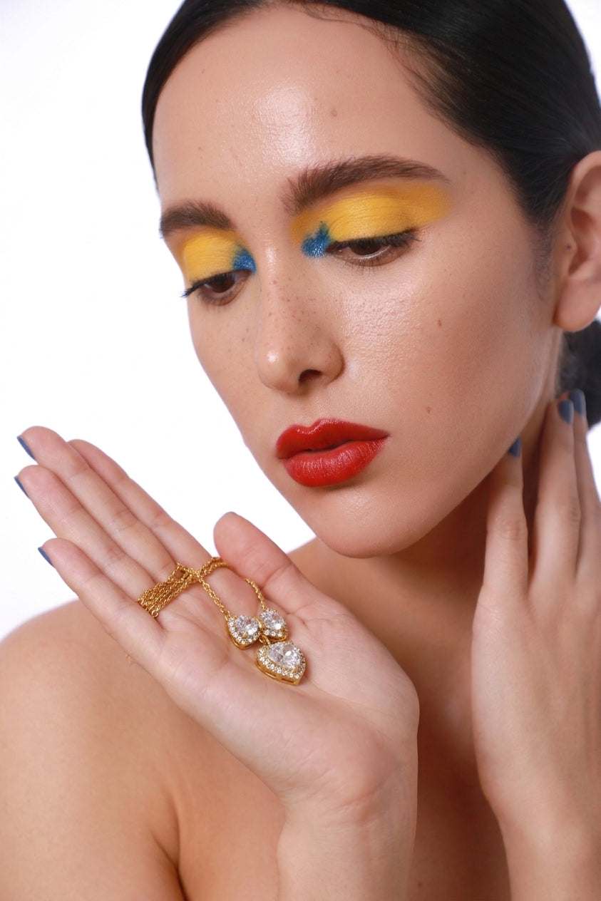 The Sweetheart Bow & Halo Heart Jewelry Set – 18k Gold Plated
