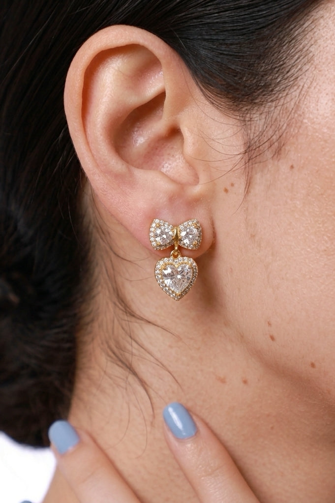 The Sweetheart Bow & Halo Heart Jewelry Set – 18k Gold Plated