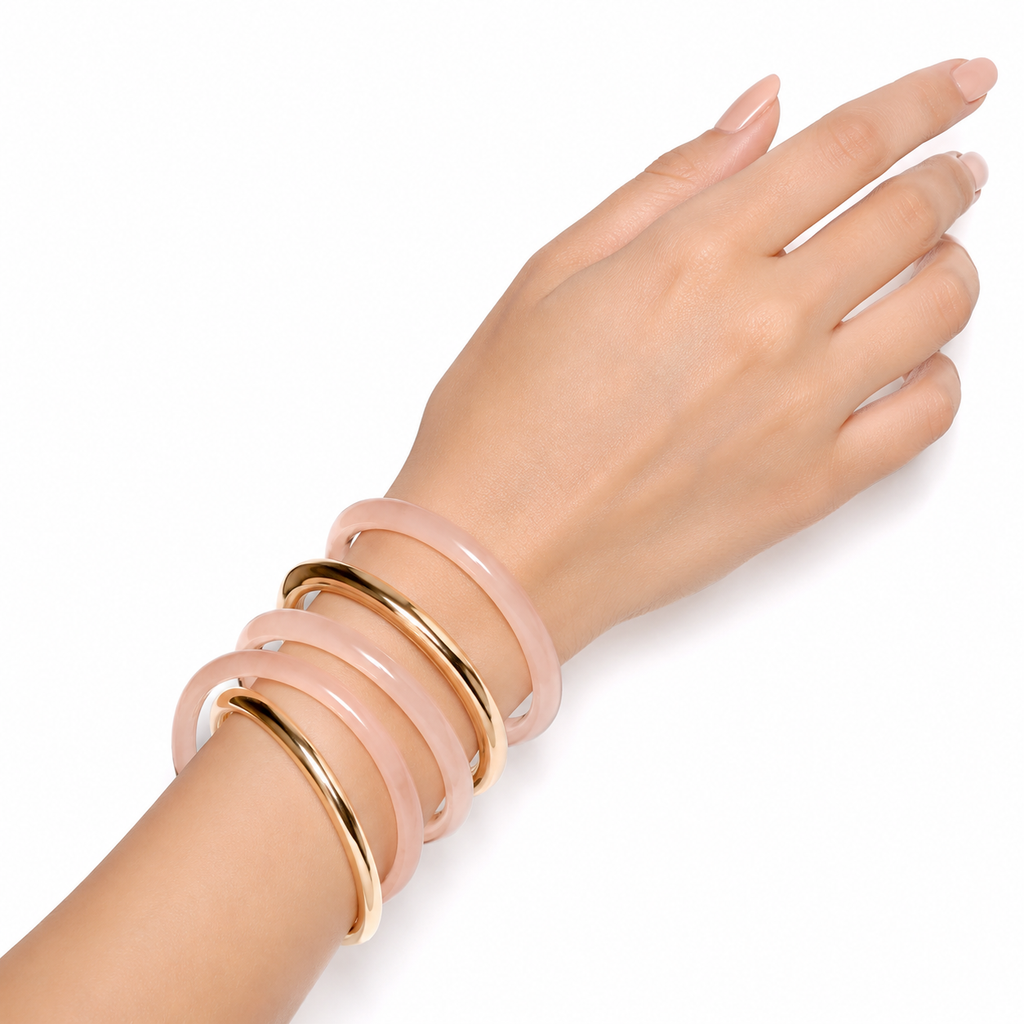 Blush gold stack bangles