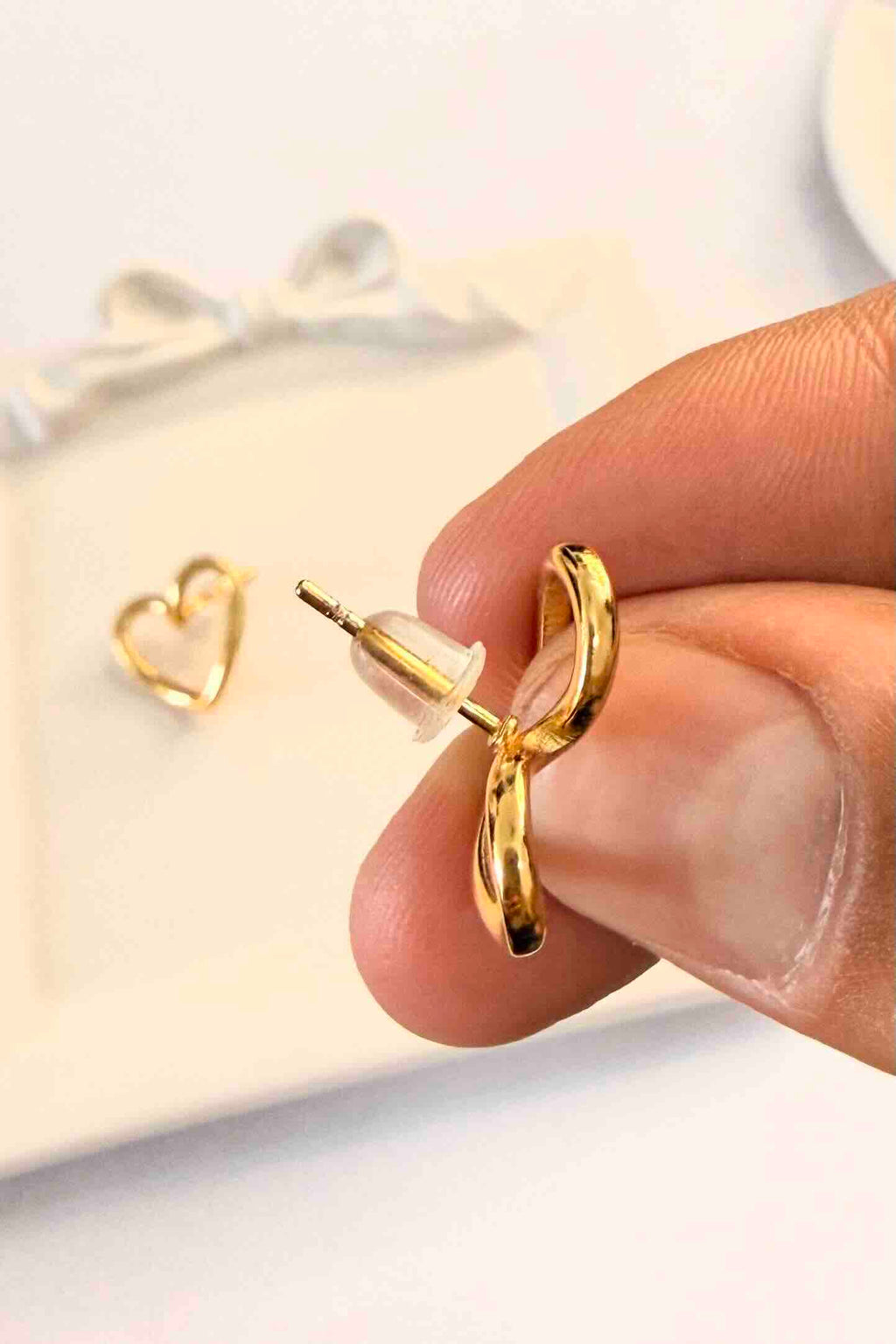 Open Heart Stud Earrings