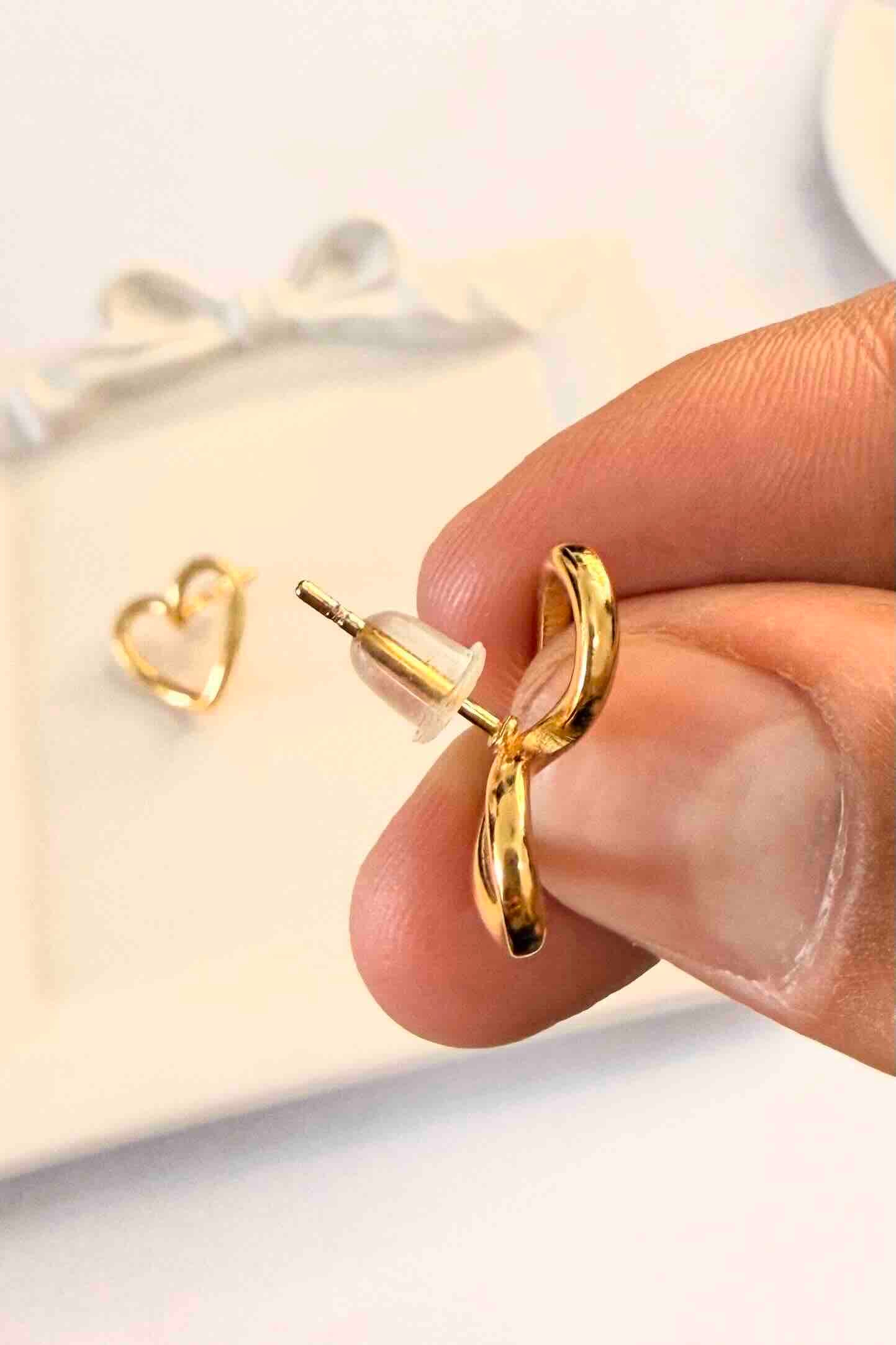 Open Heart Stud Earrings