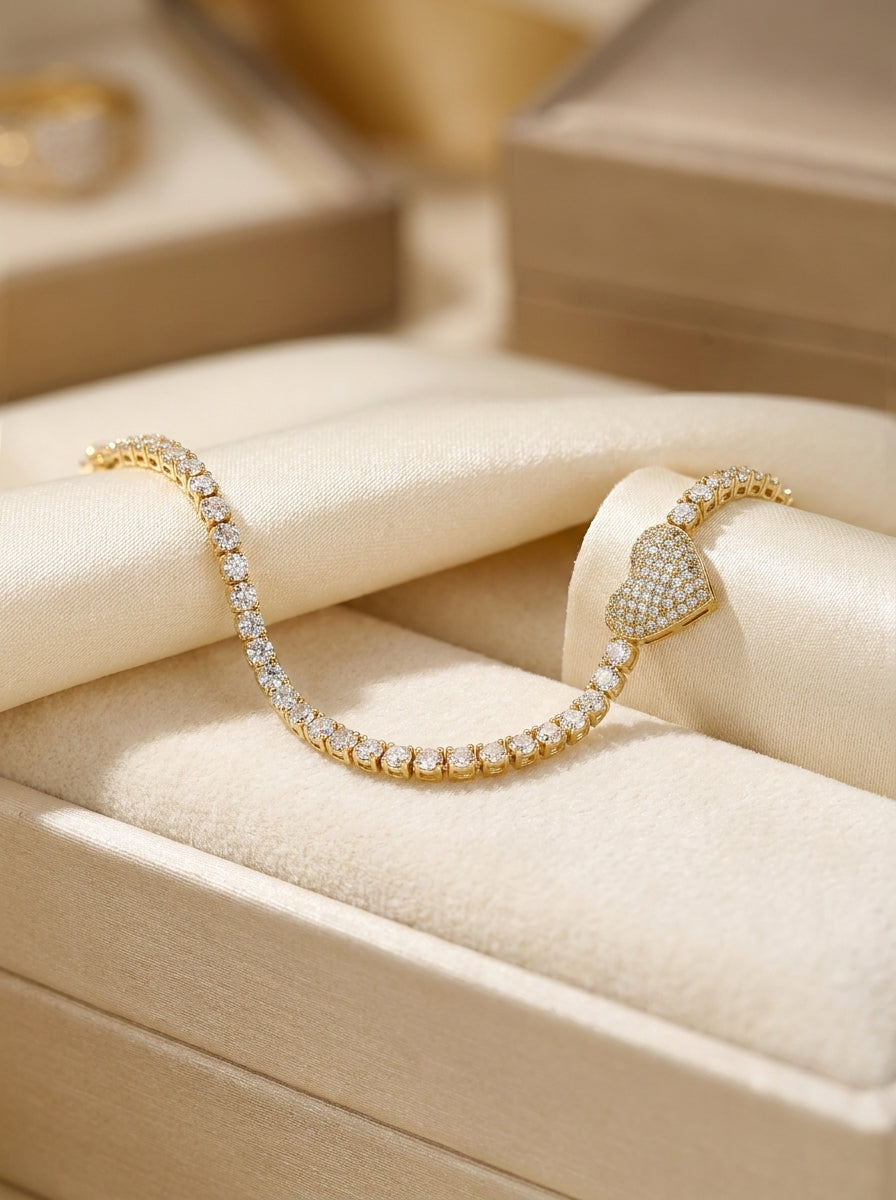 Pavé Heart Tennis Bracelet