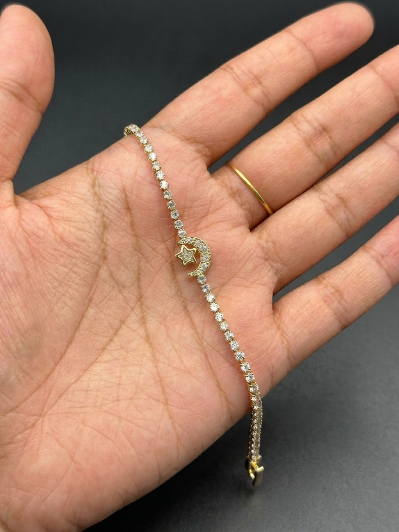 The "Midnight Muse" Moon & Star Tennis Bracelet