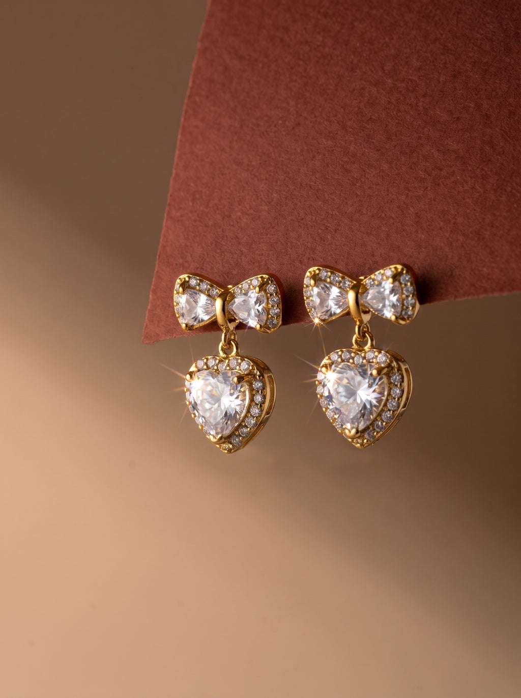 The Sweetheart Bow & Halo Heart Jewelry Set – 18k Gold Plated