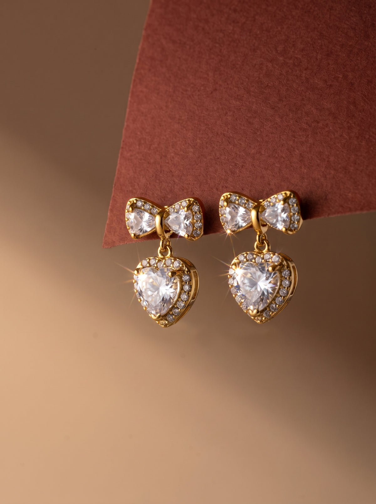 The Sweetheart Bow & Halo Heart Jewelry Set – 18k Gold Plated