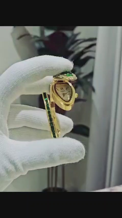 Serpente Emerald Green Crystal Secret Bangle Watch – Stainless Steel